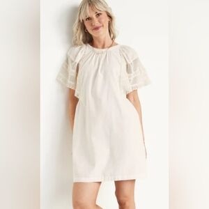 Old Navy Cream Flutter Sleeve Swing Dress Large NWOT ❤️